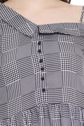 Houndstooth Single Off Shoulder Pattern Top