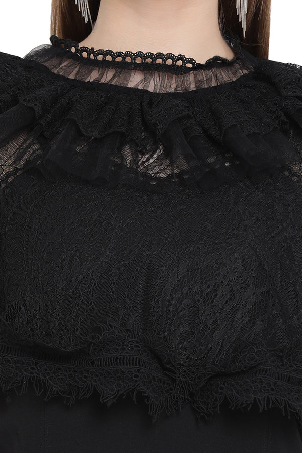 Midnight Lace Cape Play Suit