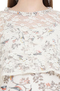 Birds Printed Lace Midi Dress