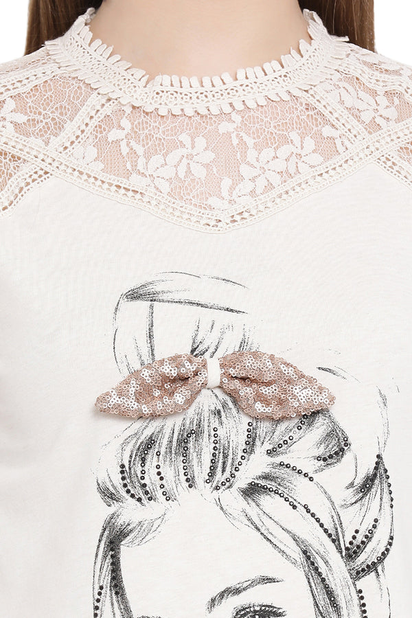 Sequin Lady Lace Casual Top