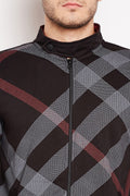 Axmann Abstract Check Zipper Sweatshirt - MODA ELEMENTI