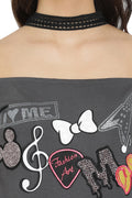 Chocker Neckline Off Shoulder Top