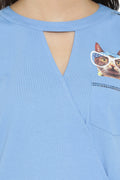 Crazy Cat Casual Cut Out Top