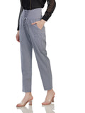 High waist grey check trouser