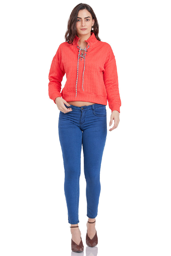Zig Zac Horizontal Puff Pattern Top(Winter)