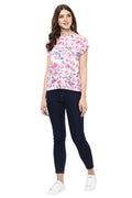 Floral Round Neck Short Sleeve Casual Top - MODA ELEMENTI