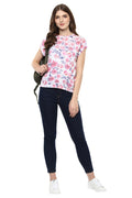 Floral Round Neck Short Sleeve Casual Top - MODA ELEMENTI