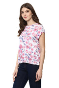 Floral Round Neck Short Sleeve Casual Top - MODA ELEMENTI