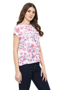 Floral Round Neck Short Sleeve Casual Top - MODA ELEMENTI