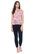 Floral Round Neck Short Sleeve Casual Top - MODA ELEMENTI