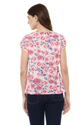Floral Round Neck Short Sleeve Casual Top - MODA ELEMENTI