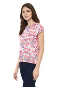 Floral Round Neck Short Sleeve Casual Top - MODA ELEMENTI