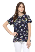 Floral Printed Round Neck Casual Top - MODA ELEMENTI