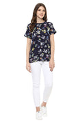 Floral Printed Round Neck Casual Top - MODA ELEMENTI