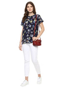 Floral Printed Round Neck Casual Top - MODA ELEMENTI