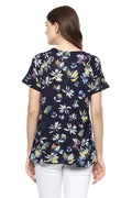 Floral Printed Round Neck Casual Top - MODA ELEMENTI