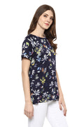 Floral Printed Round Neck Casual Top - MODA ELEMENTI