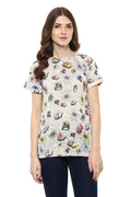 Floral Printed Round Neck Casual Top - MODA ELEMENTI