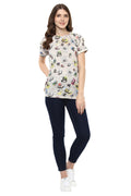 Floral Printed Round Neck Casual Top - MODA ELEMENTI