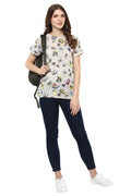 Floral Printed Round Neck Casual Top - MODA ELEMENTI