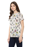 Floral Printed Round Neck Casual Top - MODA ELEMENTI