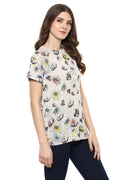 Floral Printed Round Neck Casual Top - MODA ELEMENTI