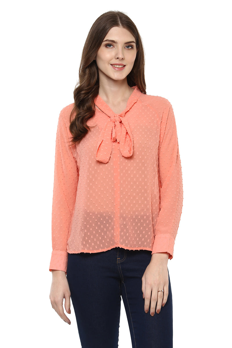 Peach Front Tie Top