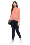 Peach Front Tie Top