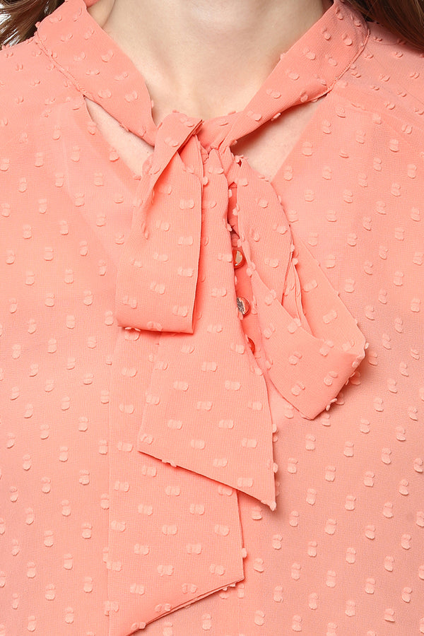 Peach Front Tie Top