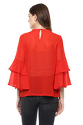 Floral Embroidery Bell Sleeve Top - MODA ELEMENTI