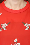 Floral Embroidery Bell Sleeve Top - MODA ELEMENTI