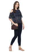 Cold Shoulder Self Designed Casual Top