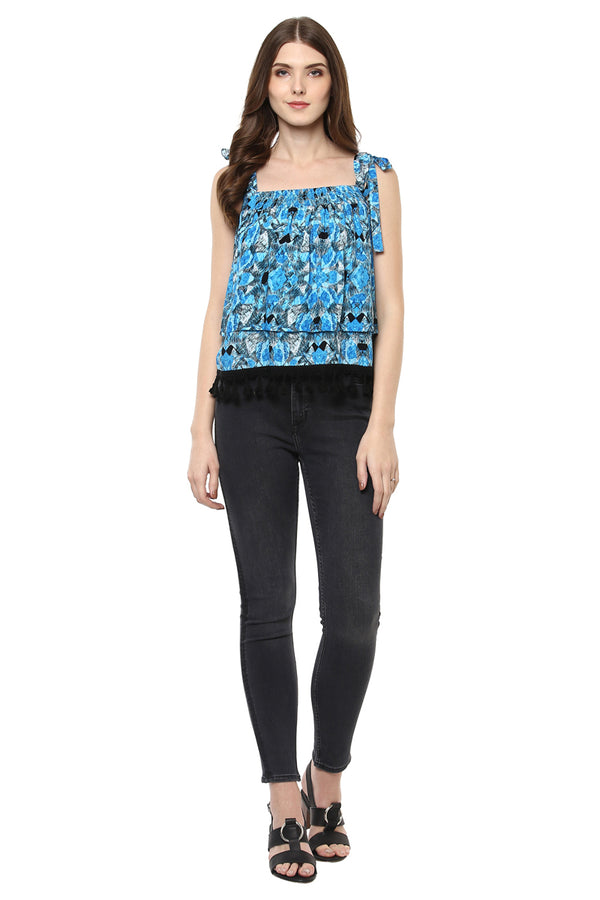 Strap Off Shoulder Printed Casual Top