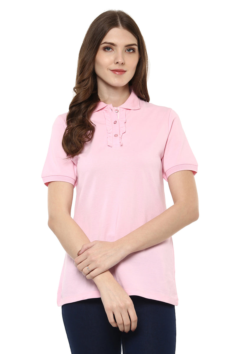 Ruffle Detail Polo T-Shirt - MODA ELEMENTI