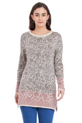 Floral Round Neck Long Jumper