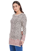 Floral Round Neck Long Jumper