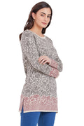 Floral Round Neck Long Jumper