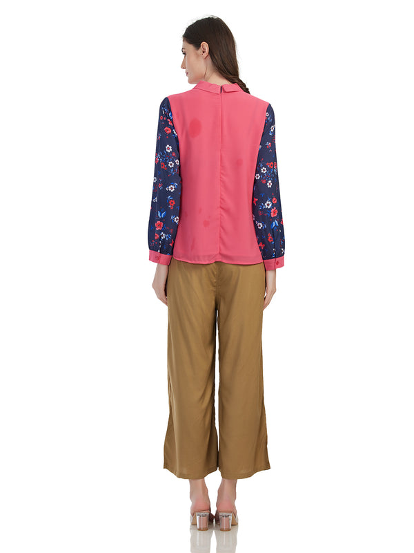 Collared Floral Sleeve shirt style Top