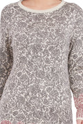 Floral Round Neck Long Jumper