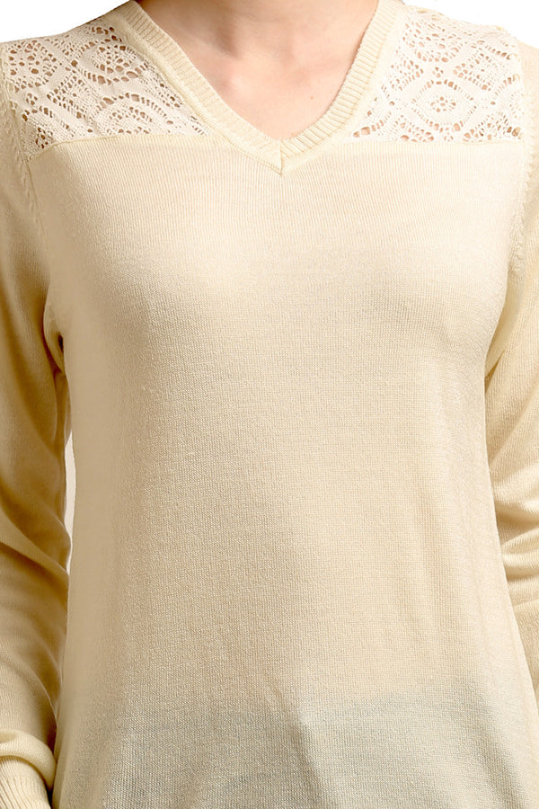 V Neck Lace Top - MODA ELEMENTI