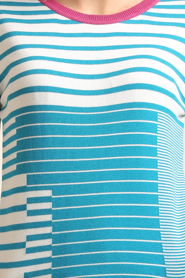 Striped U Neck Jumper - MODA ELEMENTI