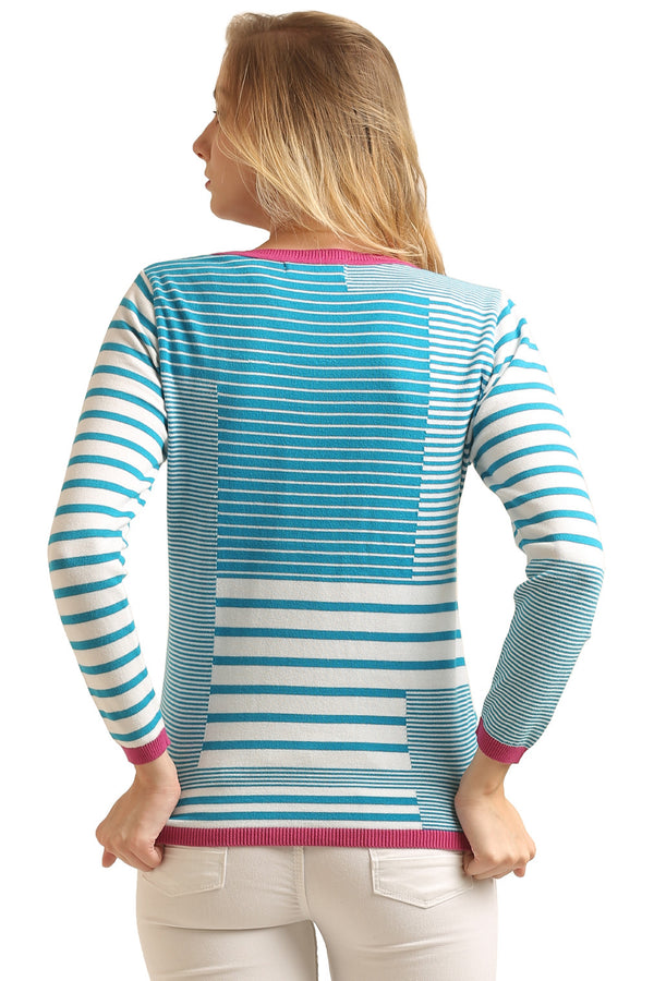 Striped U Neck Jumper - MODA ELEMENTI