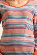 V Neck Multi Striped Jumper - MODA ELEMENTI