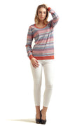 V Neck Multi Striped Jumper - MODA ELEMENTI