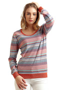 V Neck Multi Striped Jumper - MODA ELEMENTI