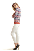 V Neck Multi Striped Jumper - MODA ELEMENTI