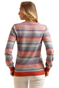 V Neck Multi Striped Jumper - MODA ELEMENTI