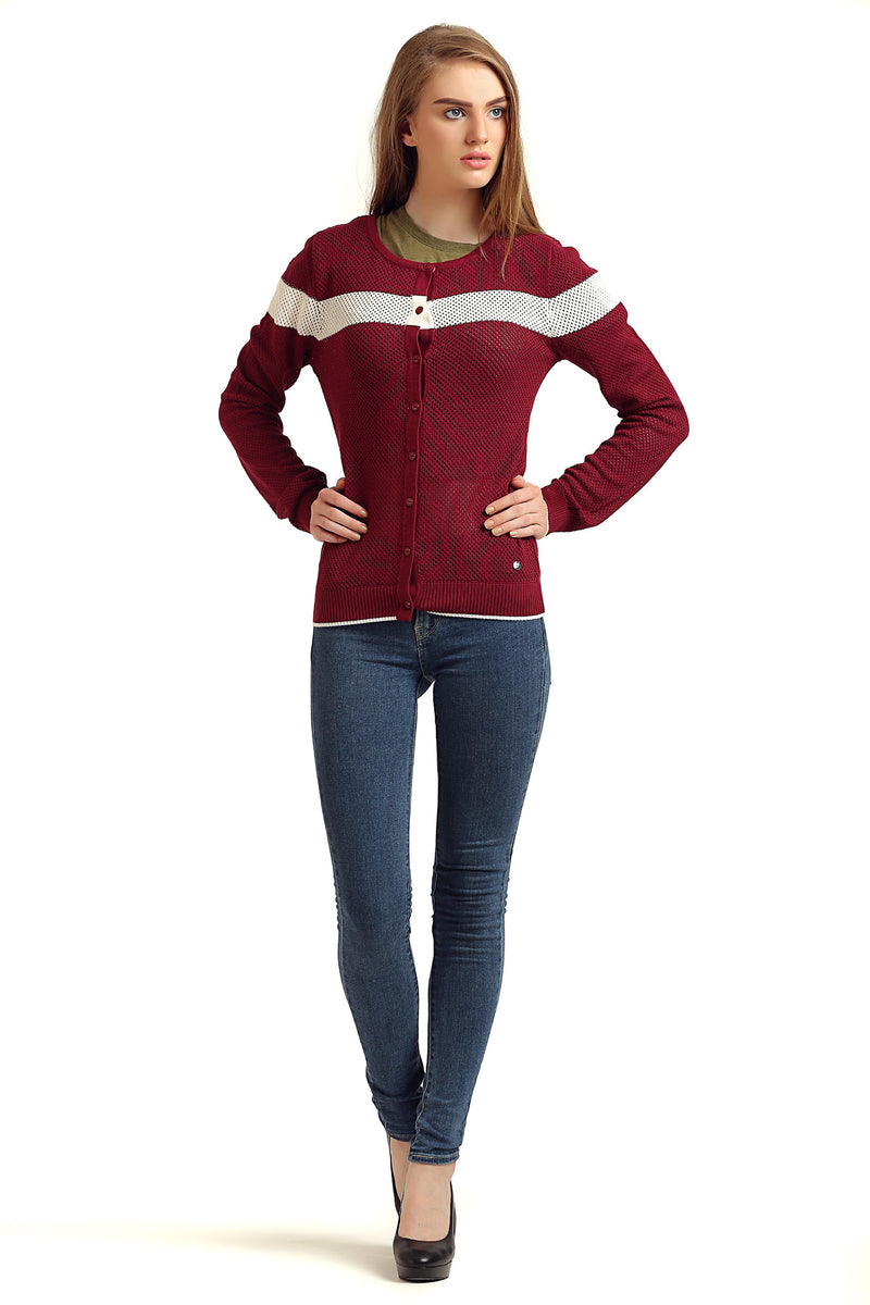 Buttoned Round Neck Cardigan - MODA ELEMENTI