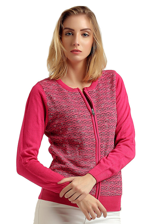 Knit Style Front Zipper Cardigan - MODA ELEMENTI