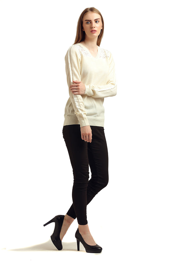 V Neck Lace Top - MODA ELEMENTI